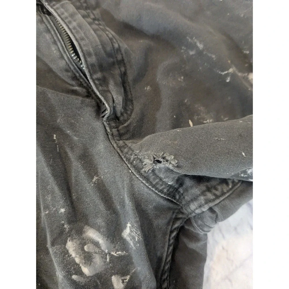 Mens THRASHED  Carhartt‎ Grey Work Pant Relaxed Fit Stains Distressed 32x27